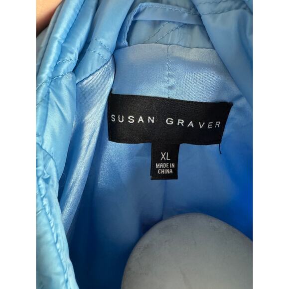 Susan Graver Lightly Padded Quilted Moto Jacket Bell Blue X-Large Winter Quilted - Picture 13 of 15